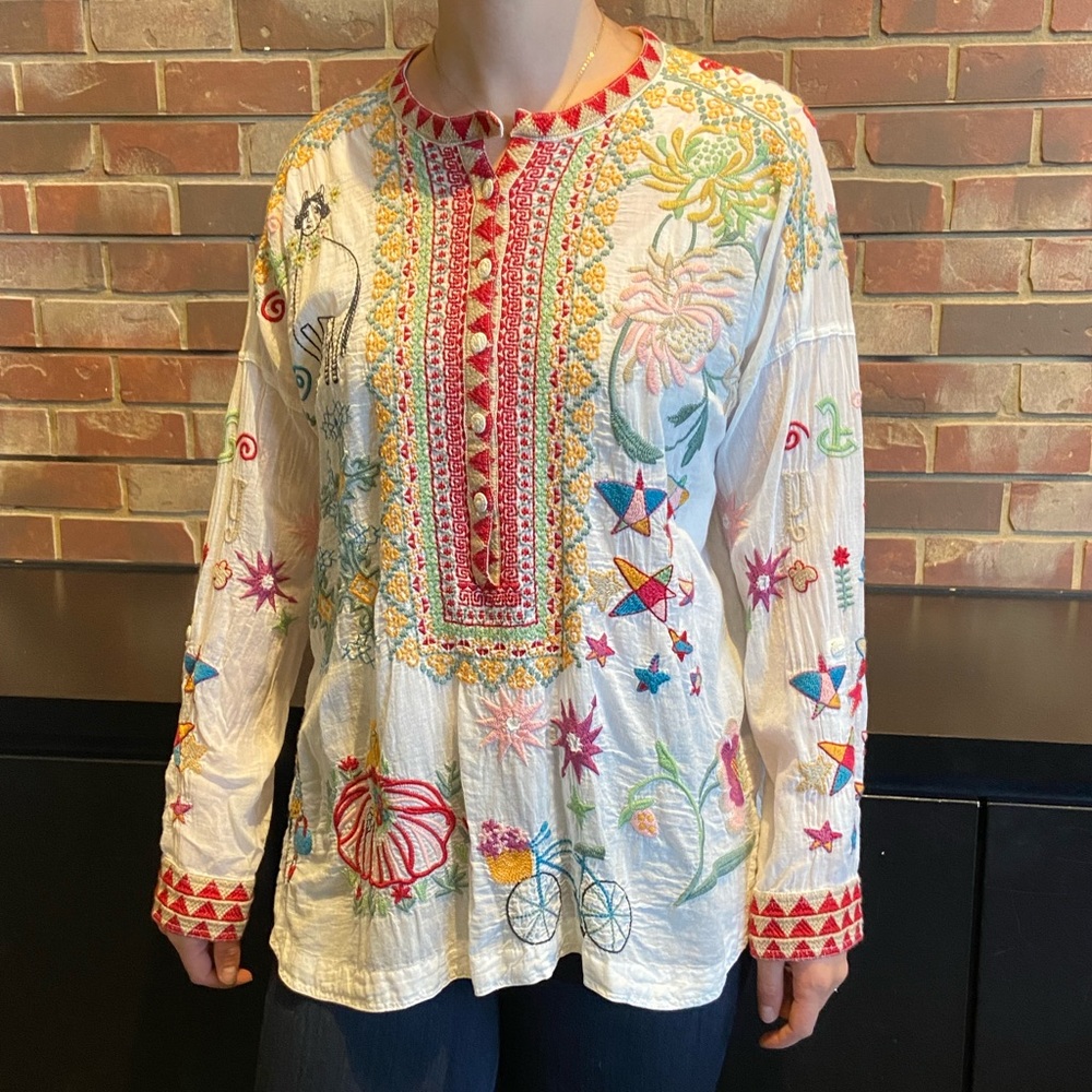 Johnny Was Mishti Cotton Blouse - Picture 3 of 8